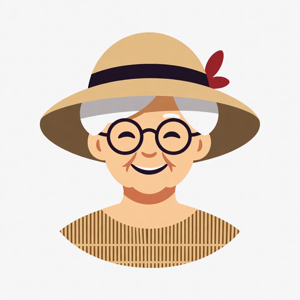 Elderly woman wearing straw hat Elderly woman wearing straw hat