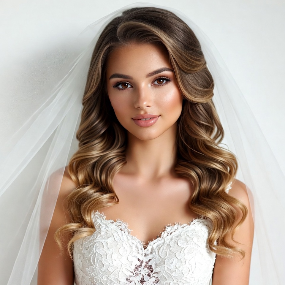 Bride with wavy hair and veil Bride with wavy hair and veil