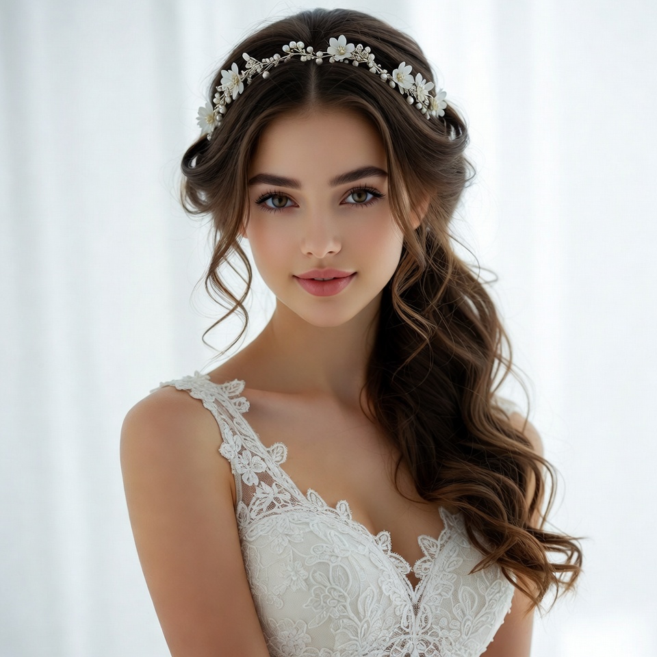 Bride with pearl flower headband Bride with pearl flower headband