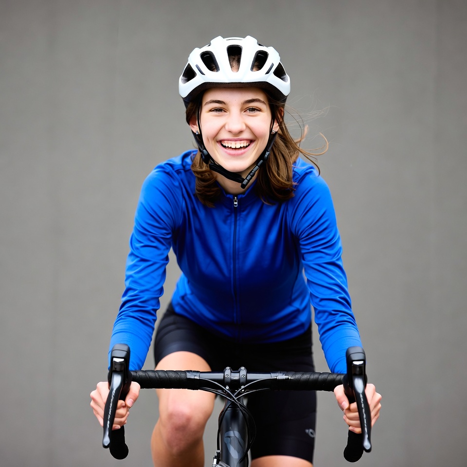 Smiling woman cycling on bike Smiling woman cycling on bike