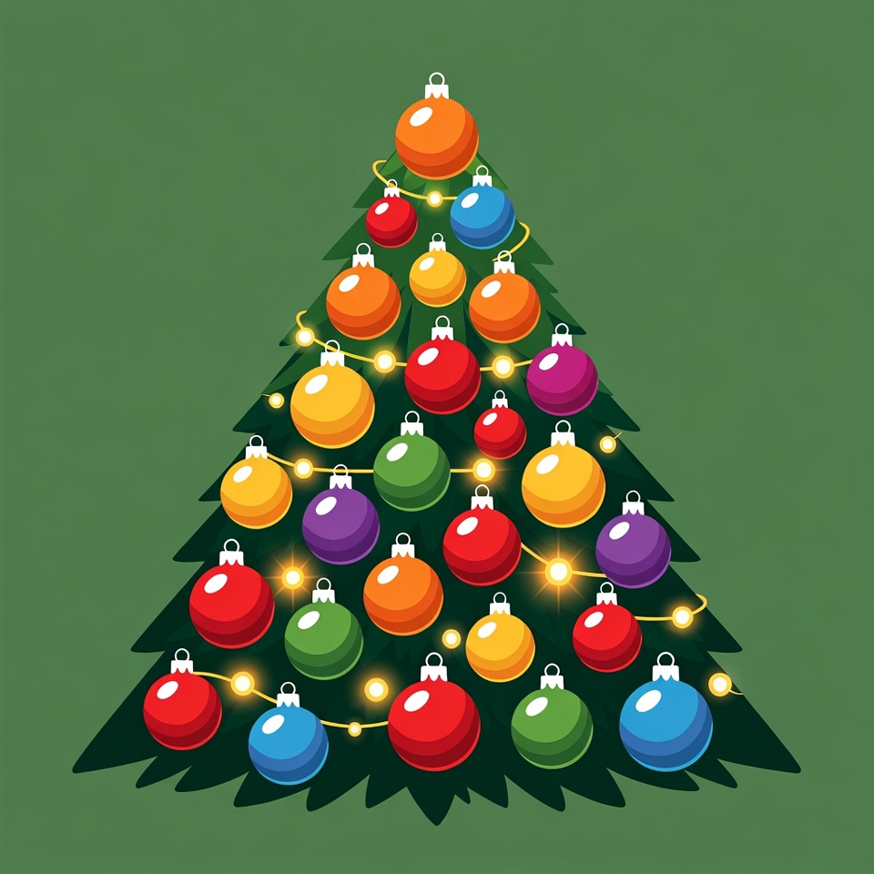 Colorful Christmas Tree Ornament Illustration Colorful Christmas Tree Ornament Illustration