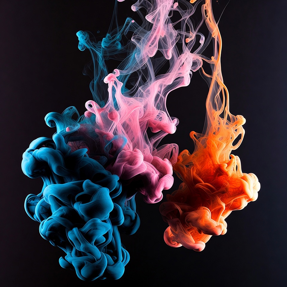 Colorful Ink Clouds in Water Colorful Ink Clouds in Water