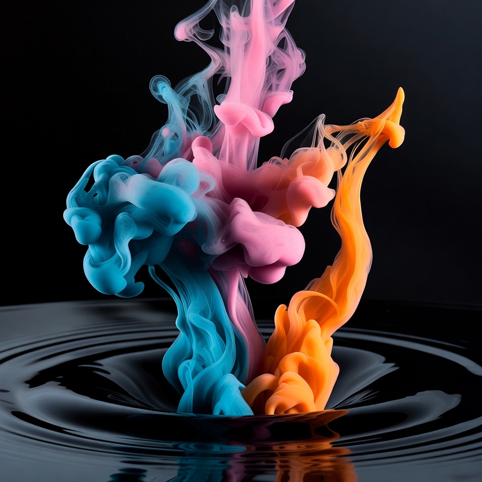 Colorful Ink Swirling in Water Colorful Ink Swirling in Water