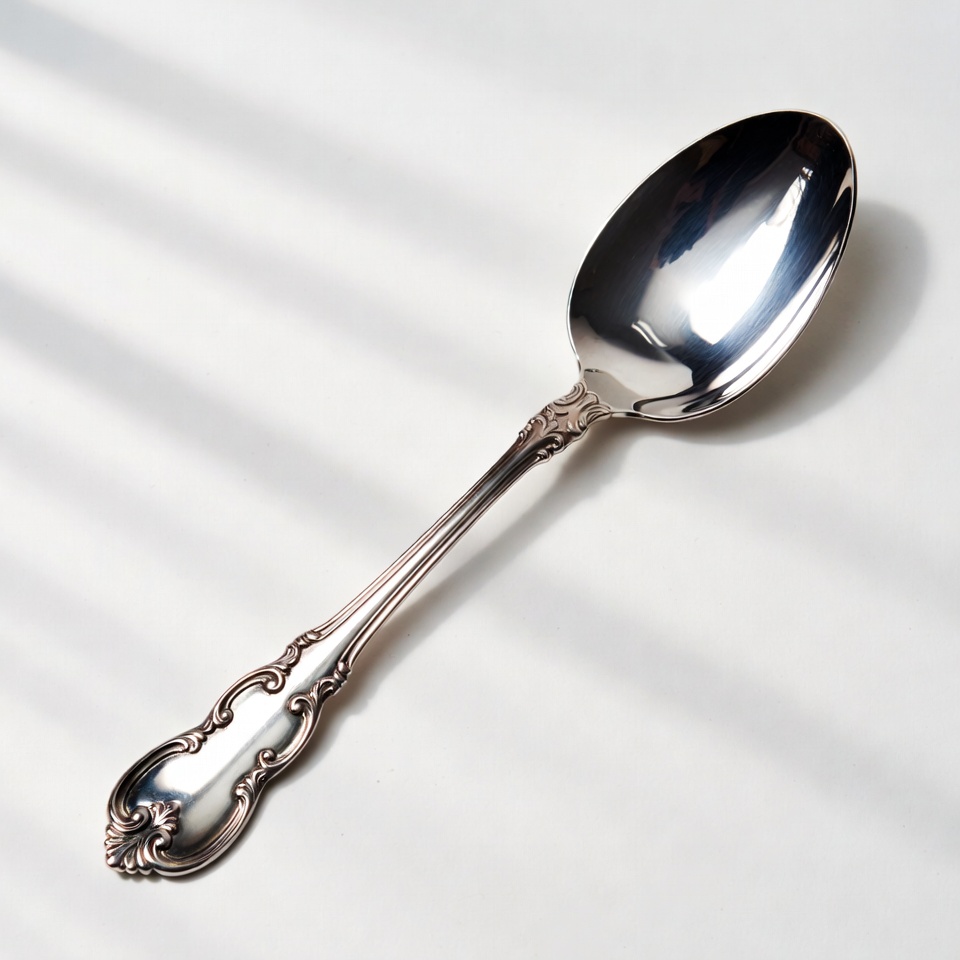 Shiny silver serving spoon Shiny silver serving spoon