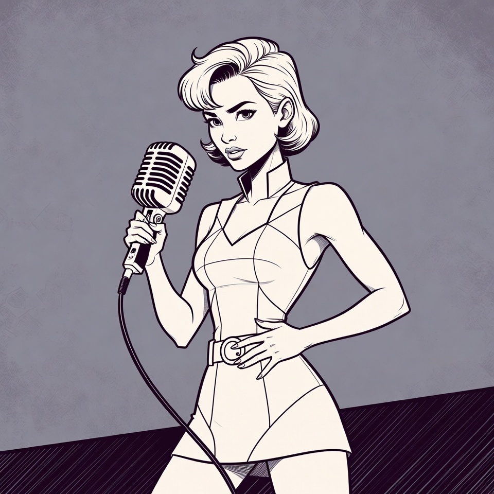 Blonde woman holding microphone Blonde woman holding microphone