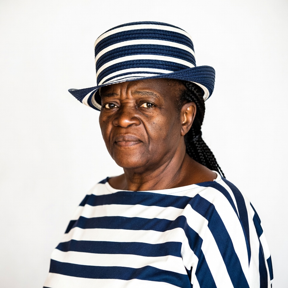 African-American woman in striped hat African-American woman in striped hat