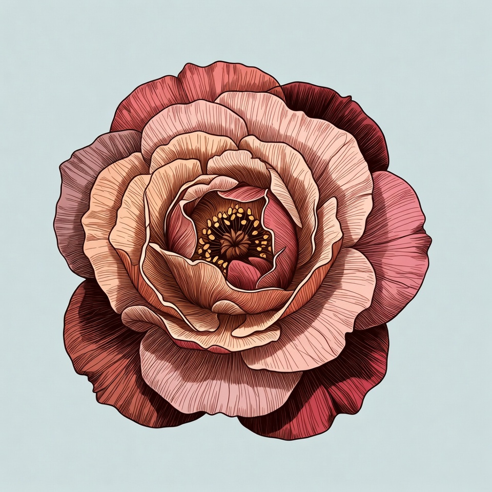 Peach Pink Rose Illustration Peach Pink Rose Illustration