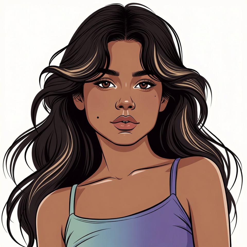 Beautiful woman with long wavy hair Beautiful woman with long wavy hair