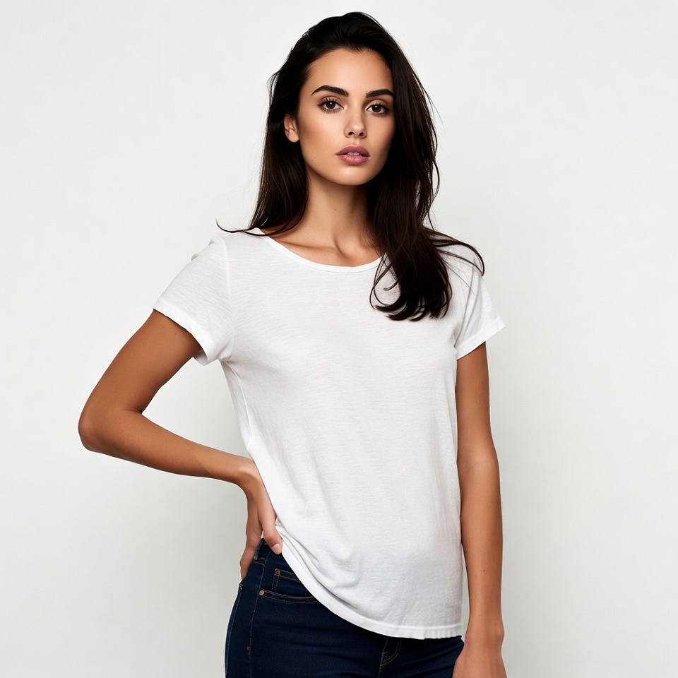 Beautiful woman in white t-shirt Beautiful woman in white t-shirt