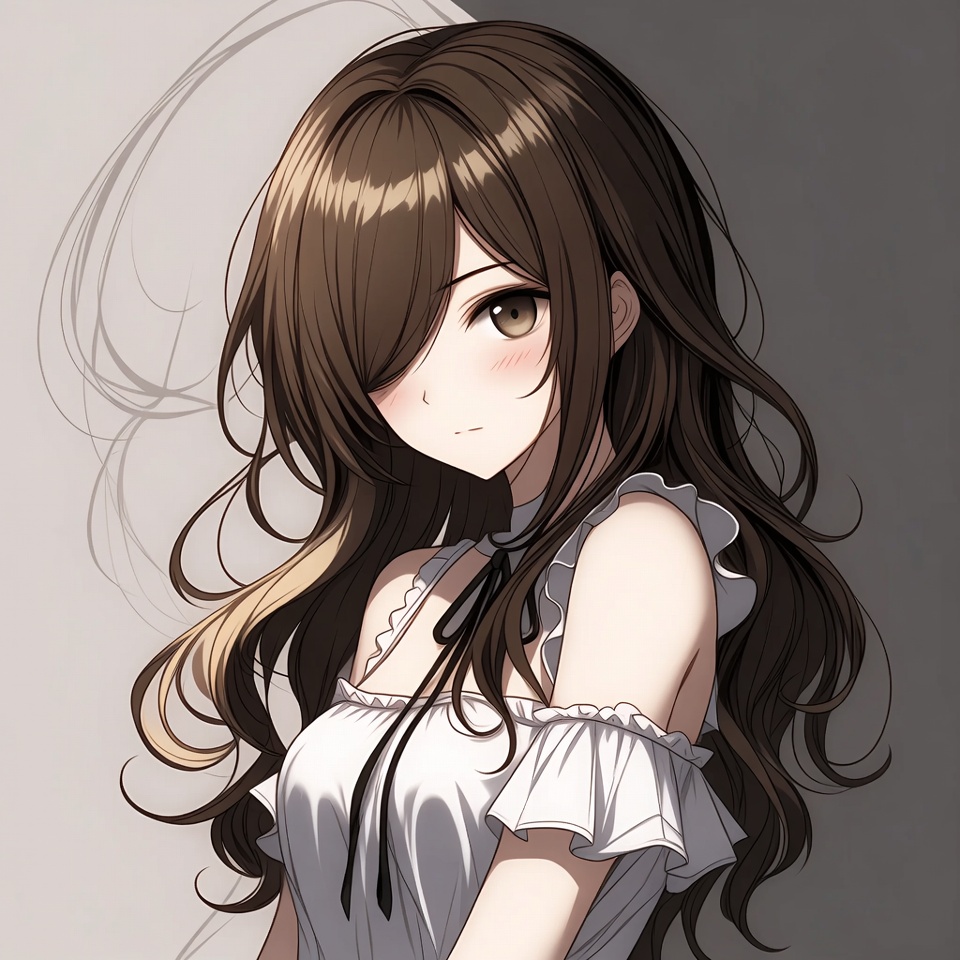 Anime girl with brown hair Anime girl with brown hair