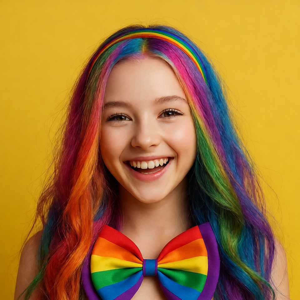 Girl with rainbow hair and bowtie Girl with rainbow hair and bowtie