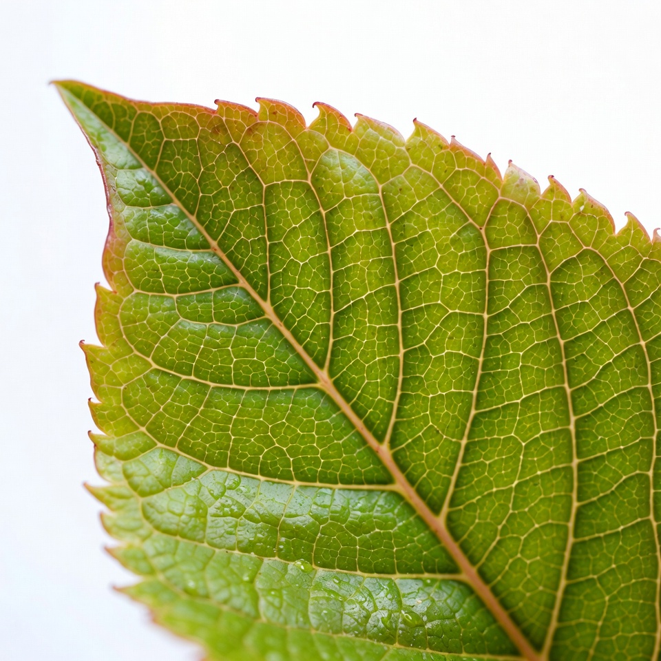 Green serrated leaf close-up Green serrated leaf close-up