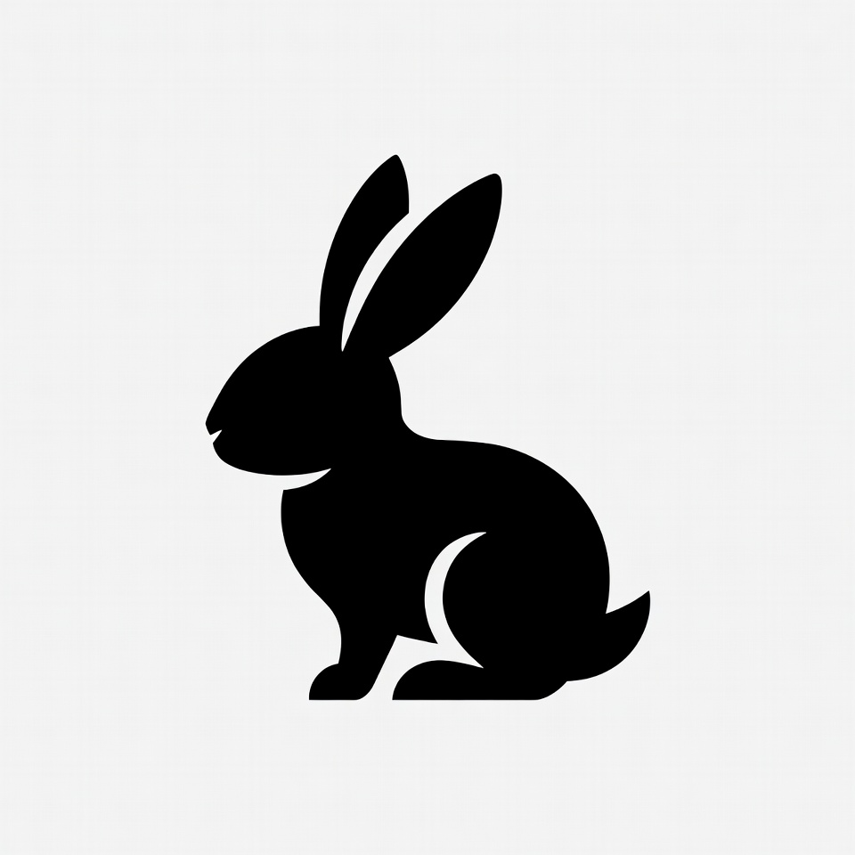 Black silhouette bunny sitting Black silhouette bunny sitting
