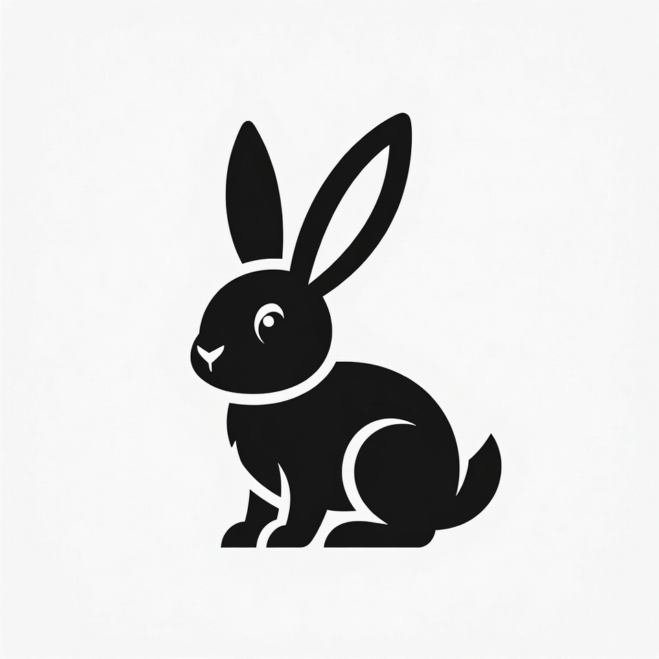 Black silhouette bunny illustration Black silhouette bunny illustration