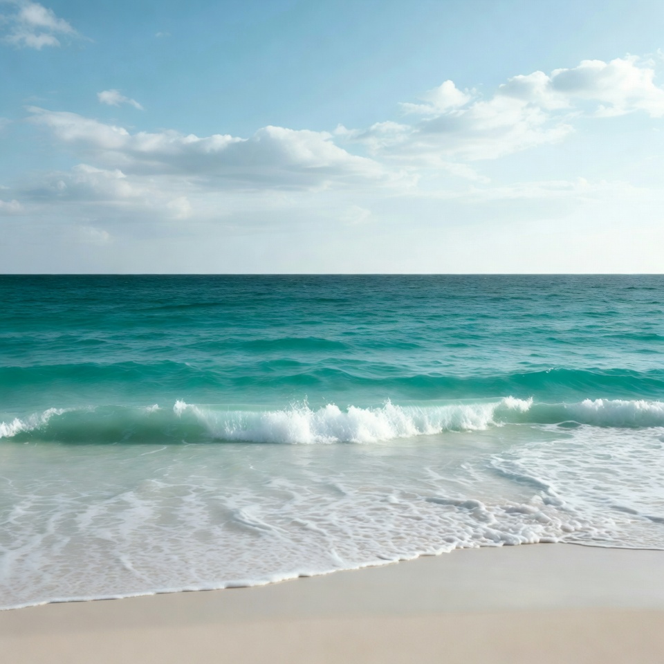 Turquoise Ocean Waves on Sandy Beach Turquoise Ocean Waves on Sandy Beach