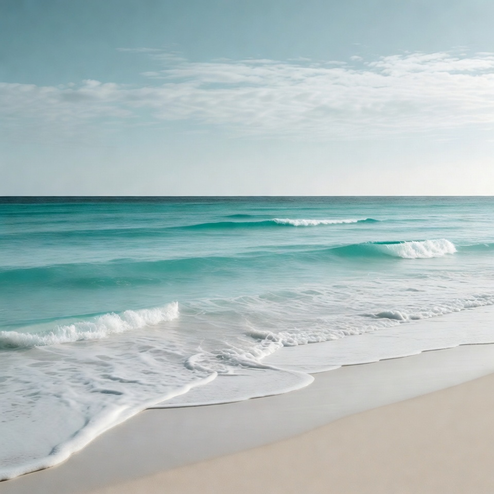 Turquoise Ocean Waves on Sandy Beach Turquoise Ocean Waves on Sandy Beach