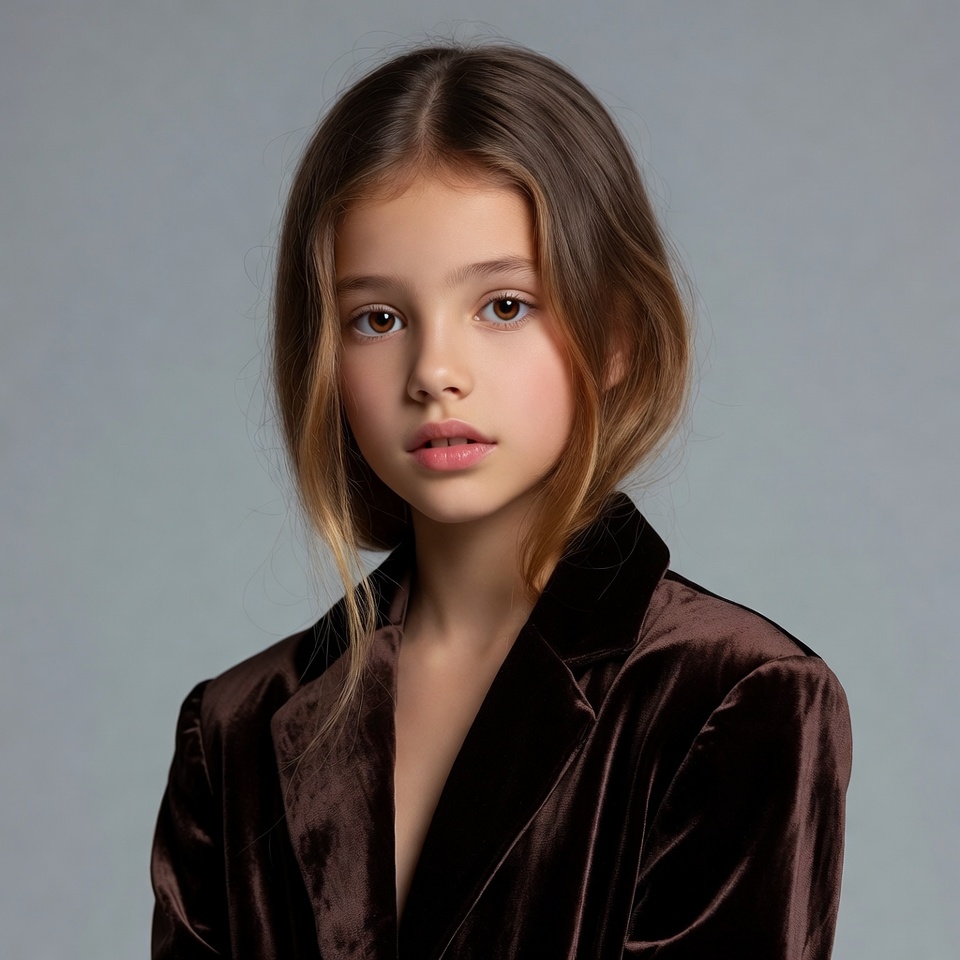 Young girl in burgundy blazer Young girl in burgundy blazer