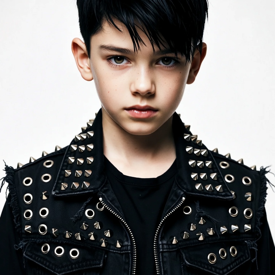 Boy in studded leather jacket Boy in studded leather jacket