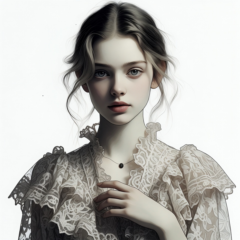 Young woman in lace dress Young woman in lace dress