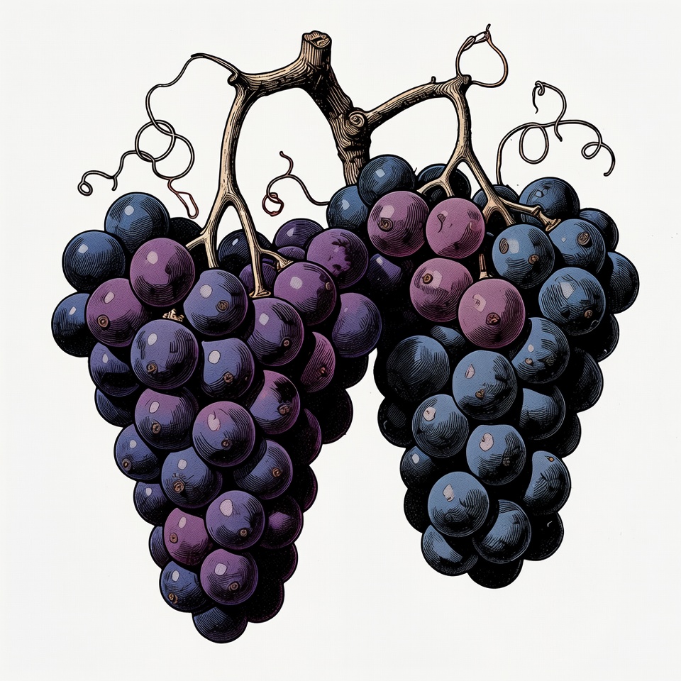 Purple grape clusters on branch Purple grape clusters on branch