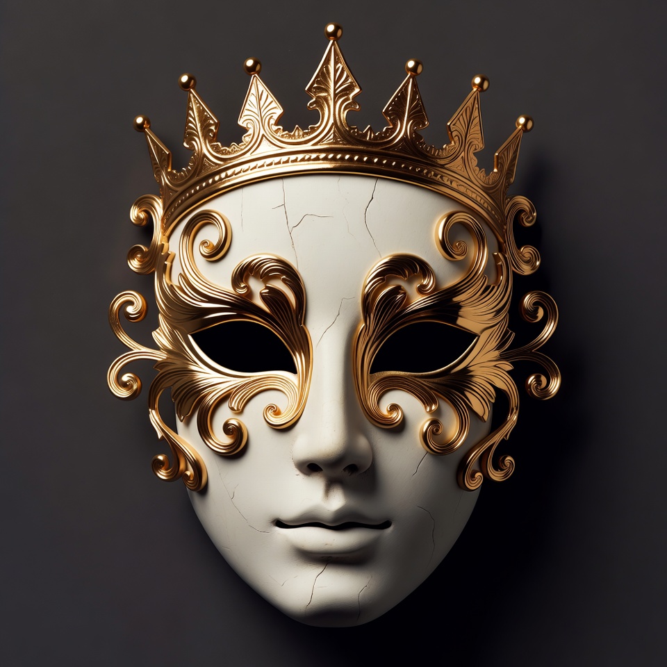 Gold Ornate White Venetian Mask Gold Ornate White Venetian Mask