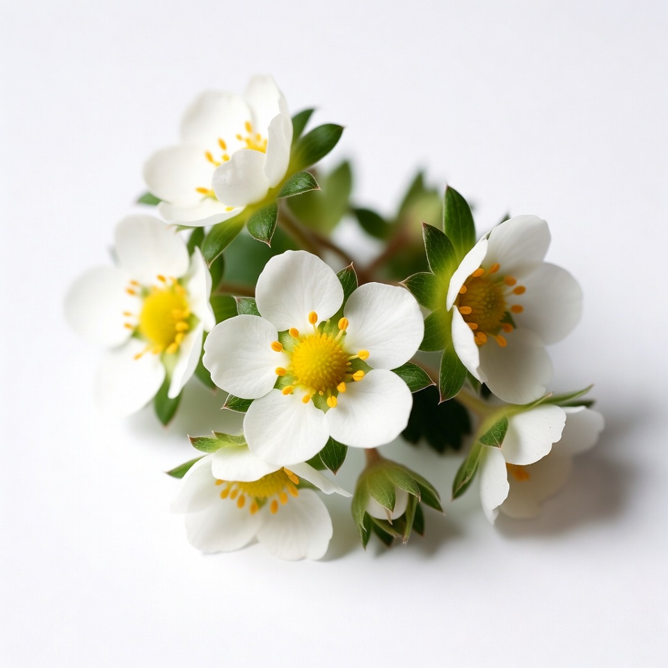 White Strawberry Flowers Cluster White Strawberry Flowers Cluster