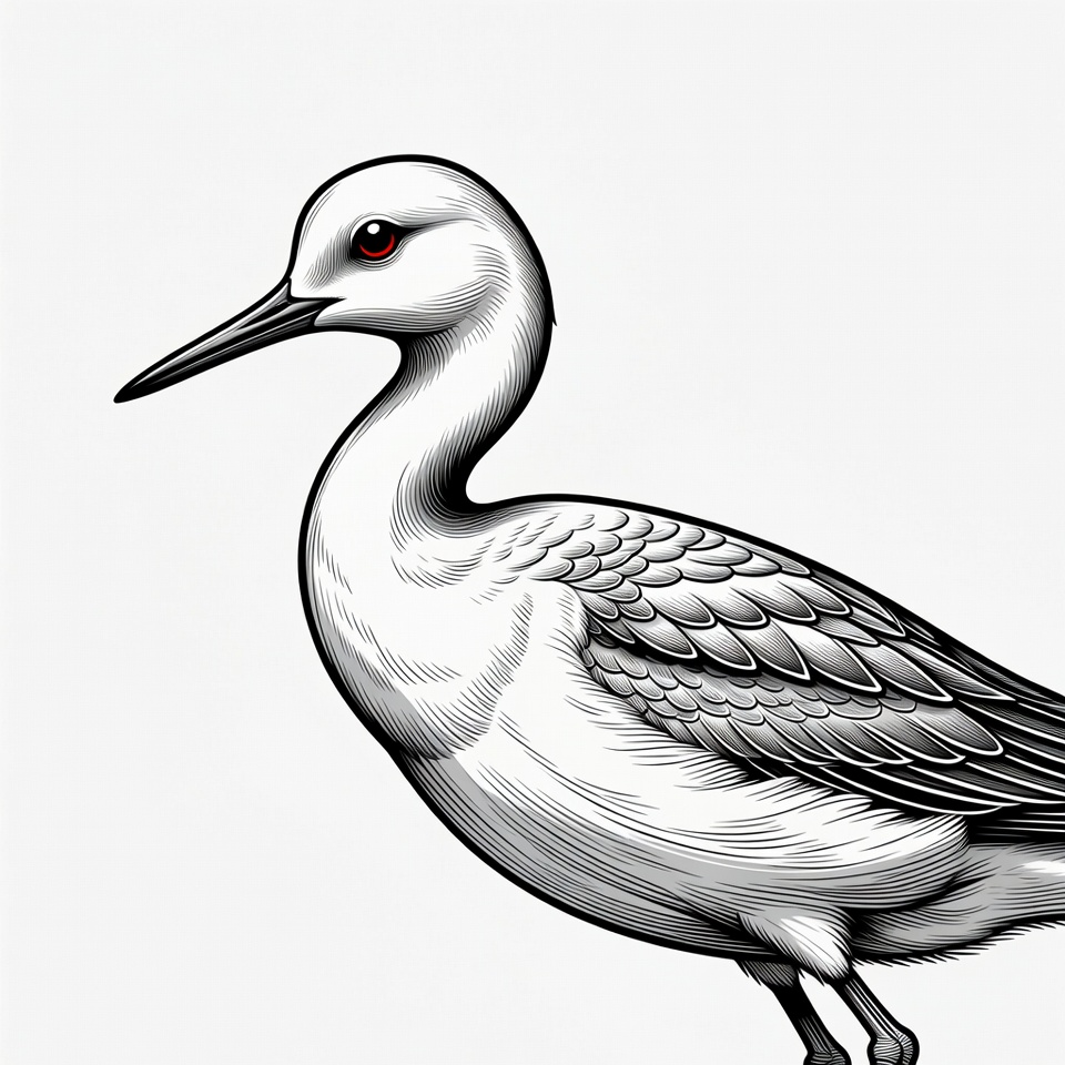 White Avocet Bird Illustration White Avocet Bird Illustration