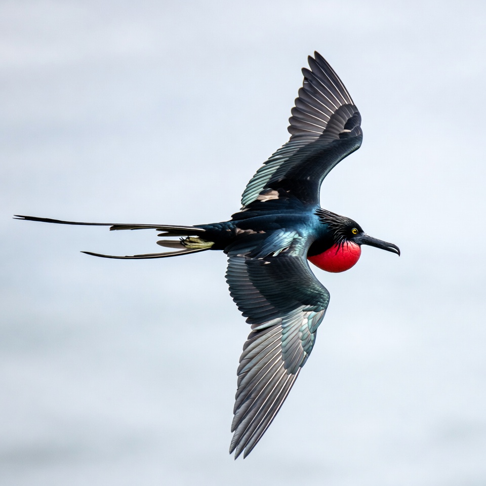 Magnificent Frigatebird Flying with Red Pouch Magnificent Frigatebird Flying with Red Pouch