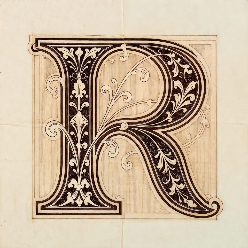 Ornate Illustrated Letter R Ornate Illustrated Letter R