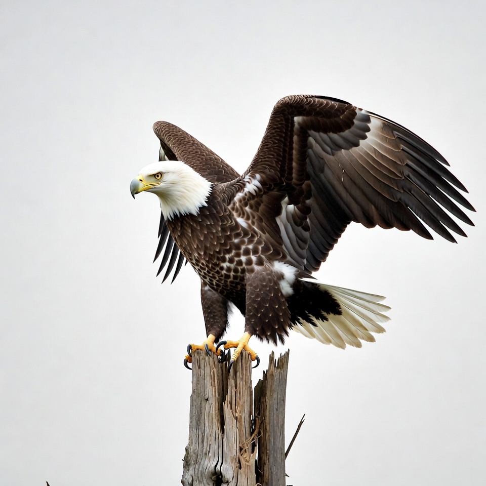 Bald eagle perched on stump Bald eagle perched on stump