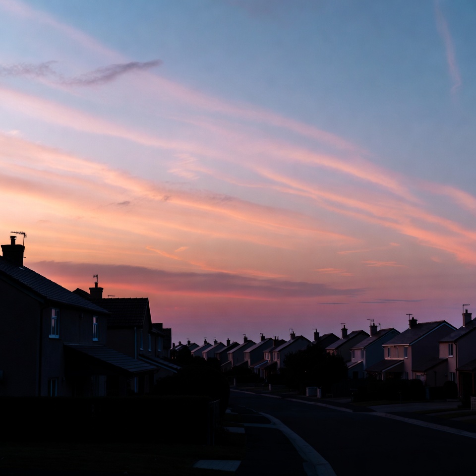 Row of houses at sunset Row of houses at sunset