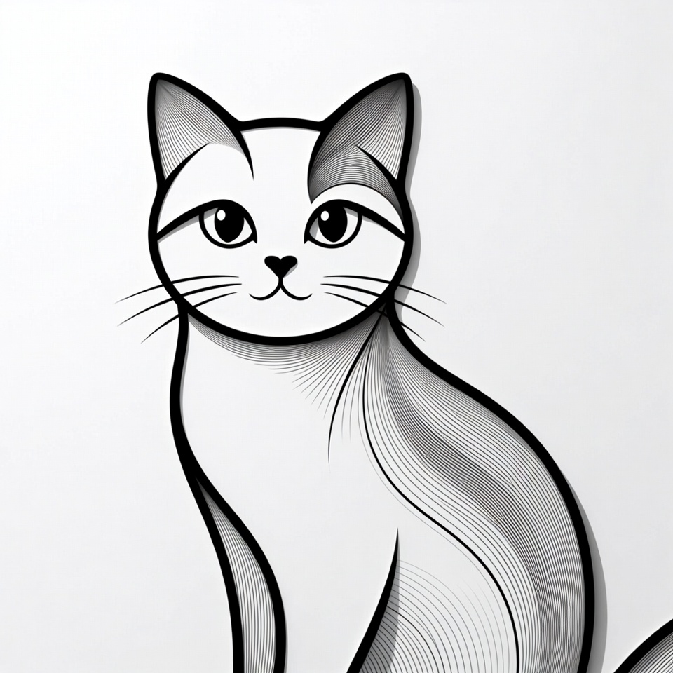 Black and white cat illustration Black and white cat illustration