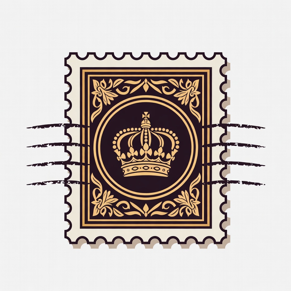 Golden Crown on Ornate Stamp Golden Crown on Ornate Stamp