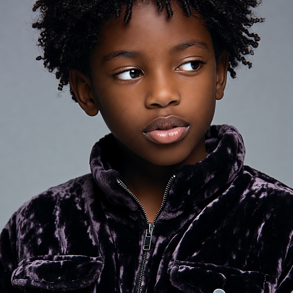 African-American boy in purple jacket African-American boy in purple jacket
