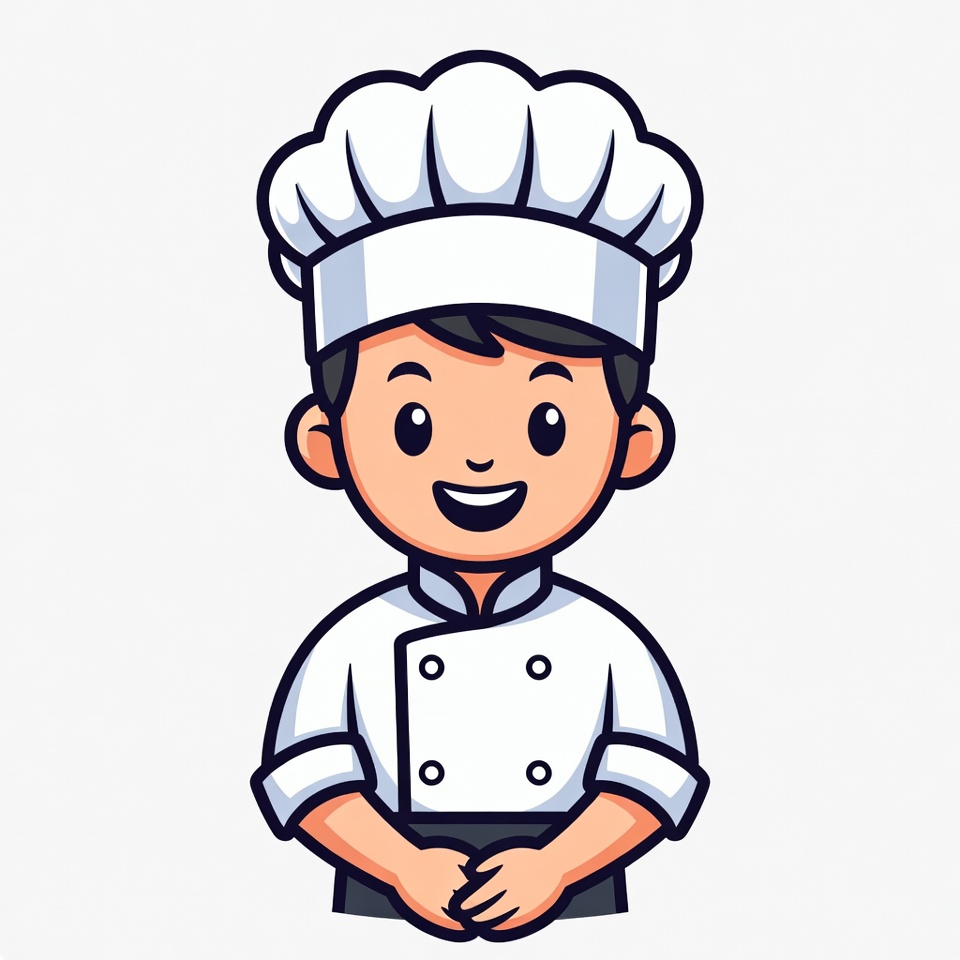 Cartoon boy chef smiling Cartoon boy chef smiling