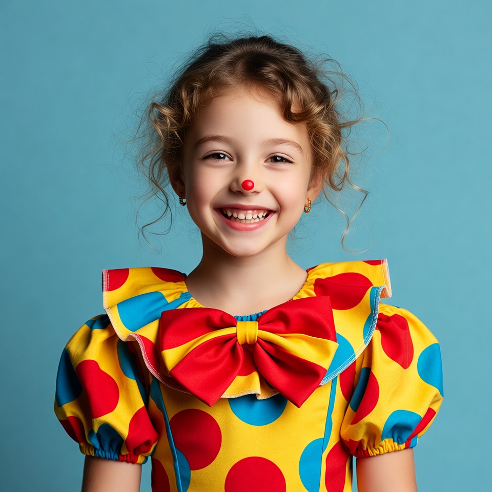 Smiling girl in clown costume Smiling girl in clown costume
