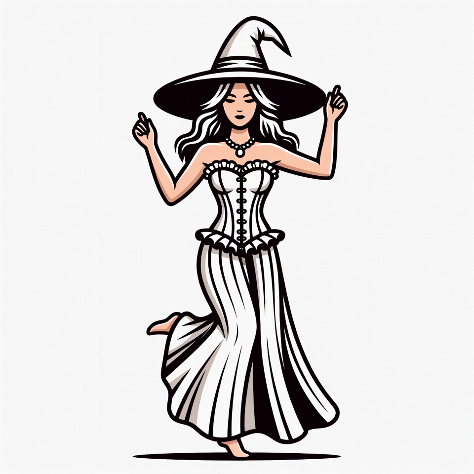 Woman Dancing in Witch Costume Woman Dancing in Witch Costume