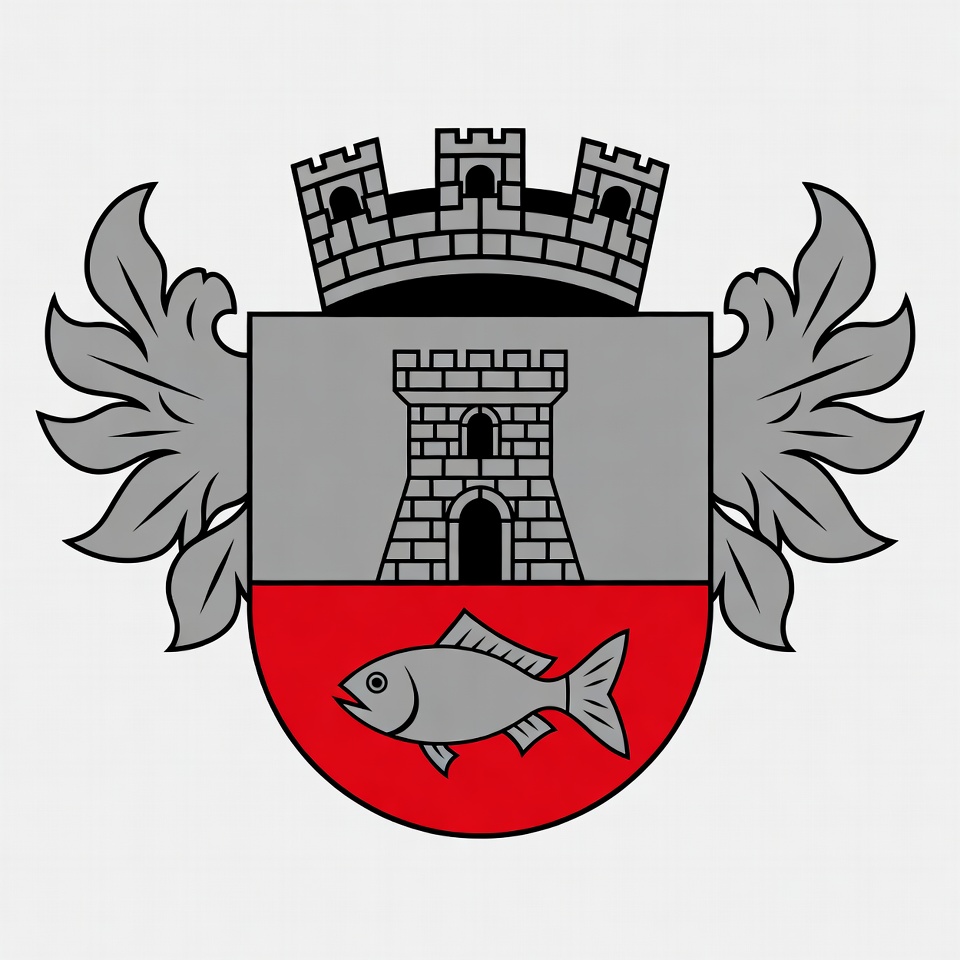Coat of Arms with Tower and Fish Coat of Arms with Tower and Fish