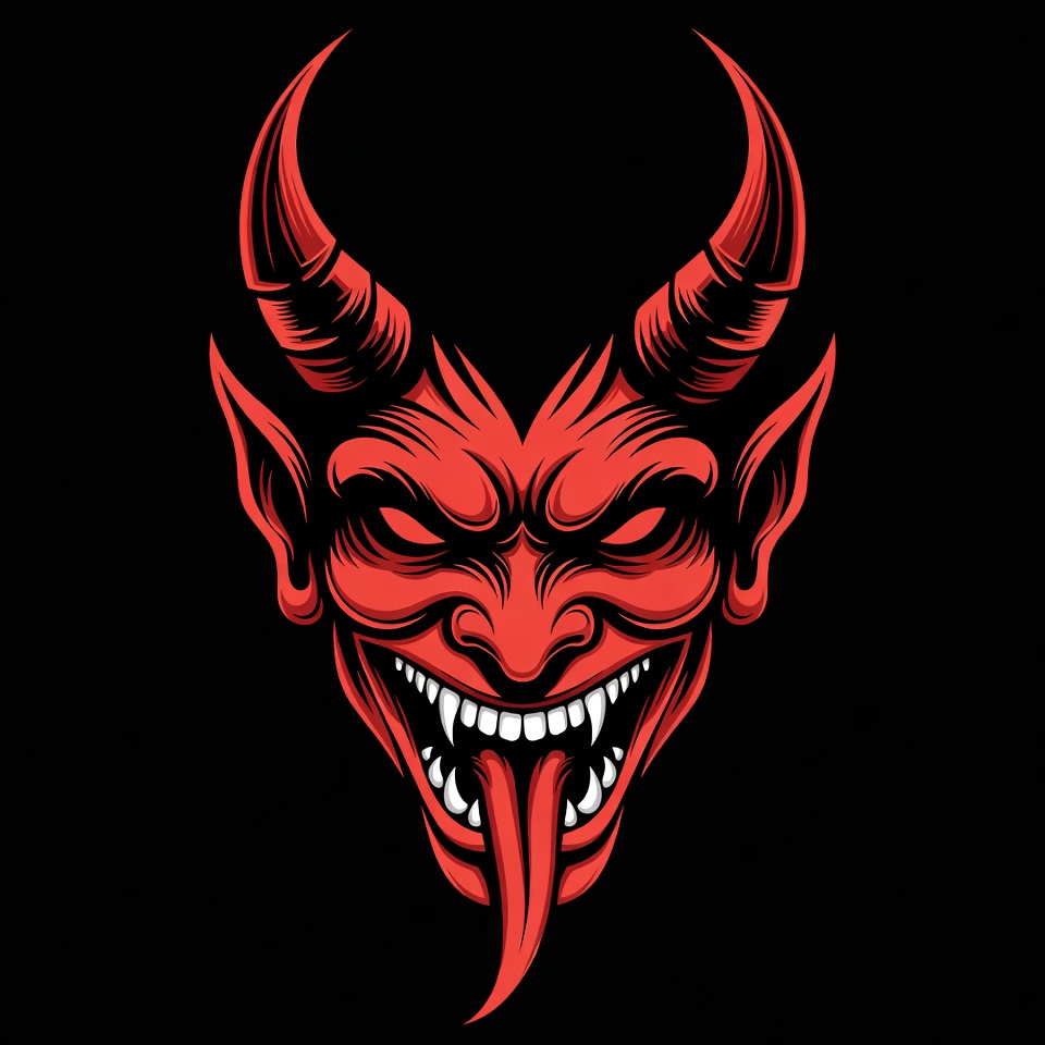 Red Demon Face Illustration Red Demon Face Illustration