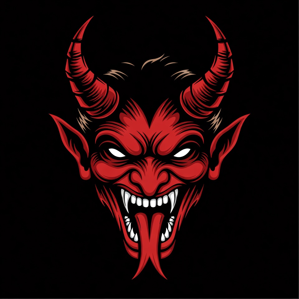 Red Demon Face Illustration Red Demon Face Illustration