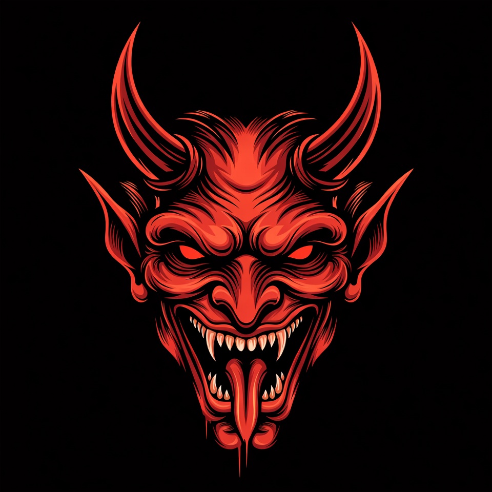 Red Demon Face Illustration Red Demon Face Illustration
