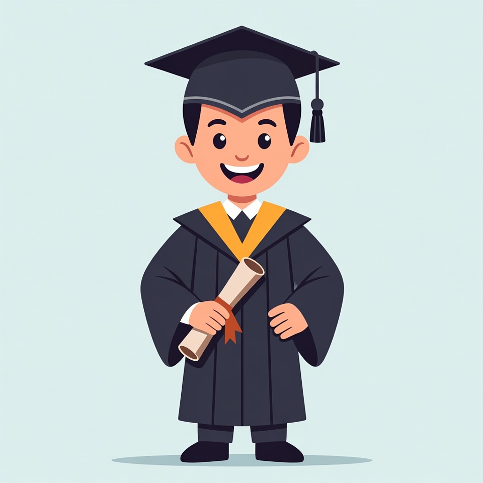 Cartoon boy in graduation gown Cartoon boy in graduation gown