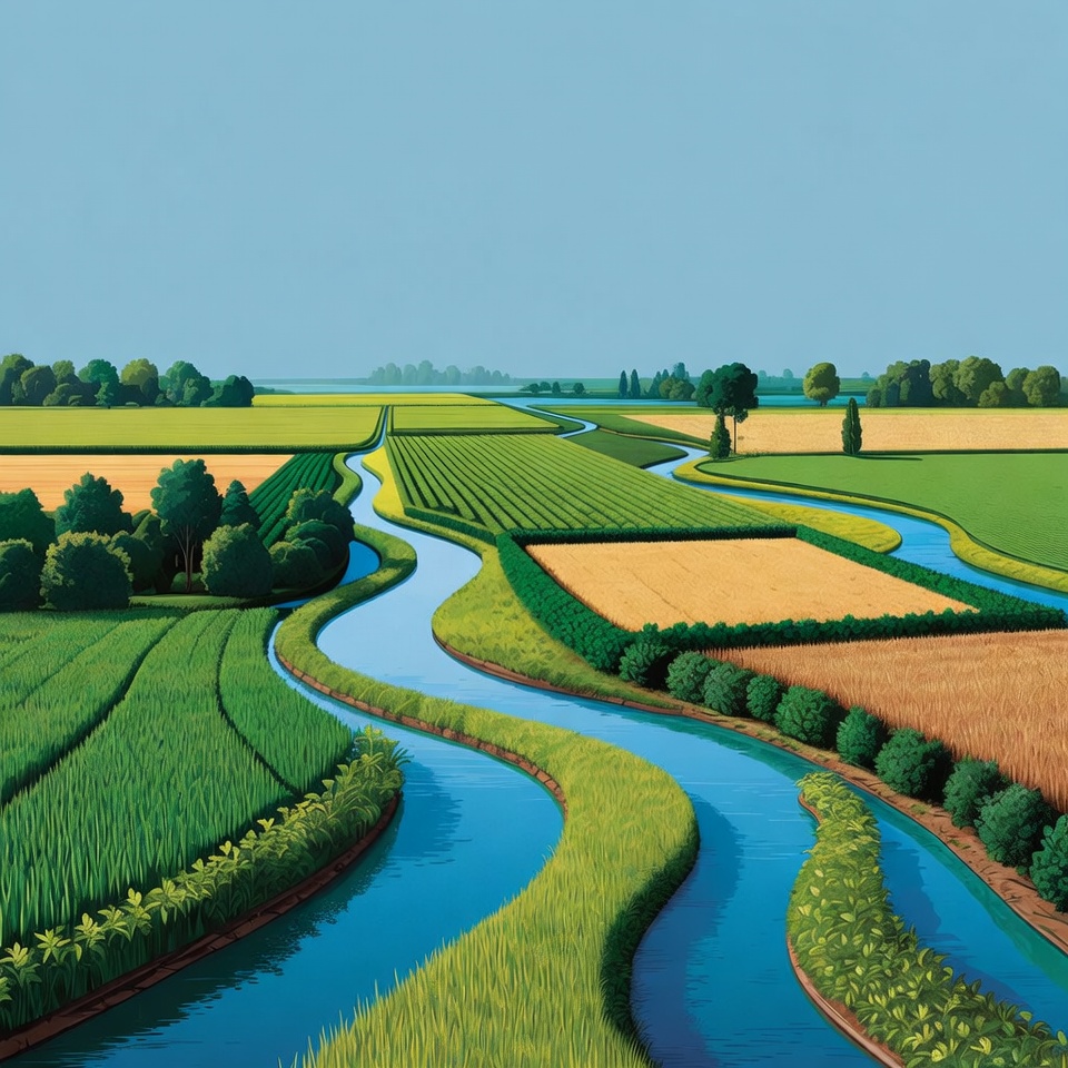 Winding River Through Farmlands Winding River Through Farmlands