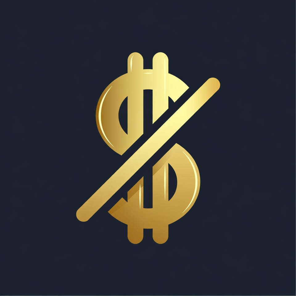 Gold Dollar Sign with Slash Gold Dollar Sign with Slash