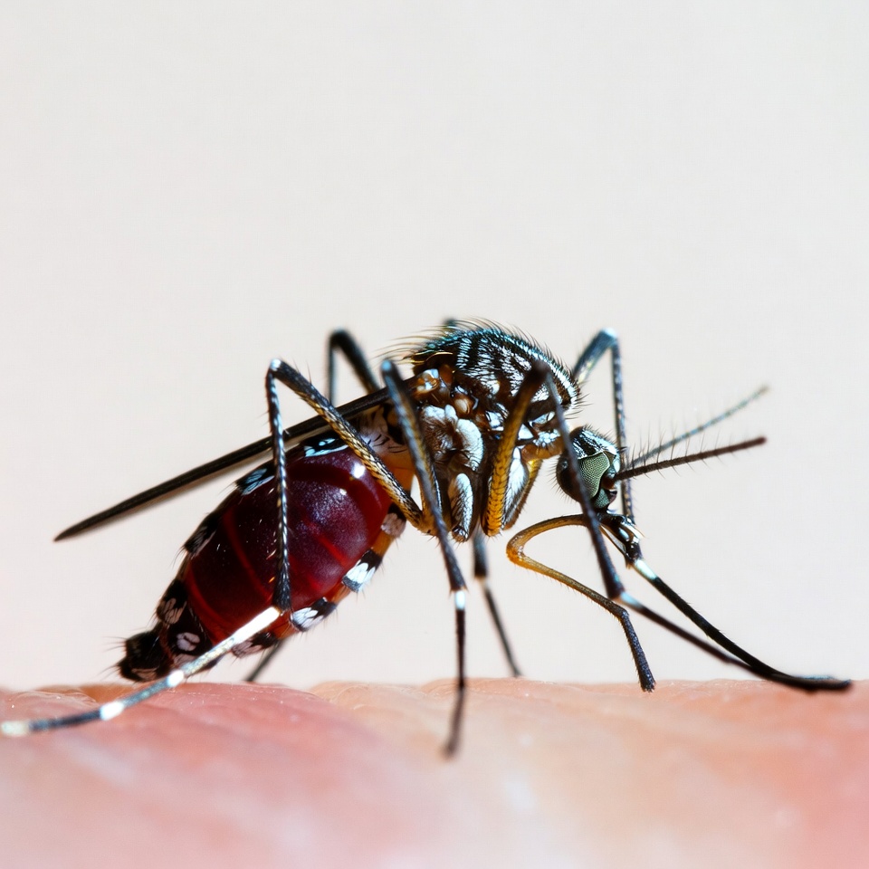 Red Mosquito on White Background Red Mosquito on White Background