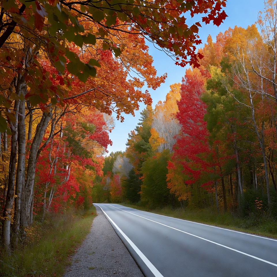 Autumn Road Through Colorful Forest Autumn Road Through Colorful Forest