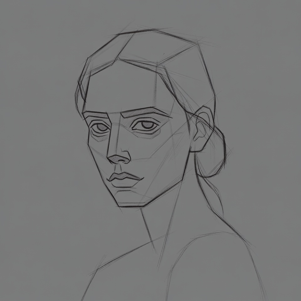 Geometric sketch of woman's face Geometric sketch of woman's face