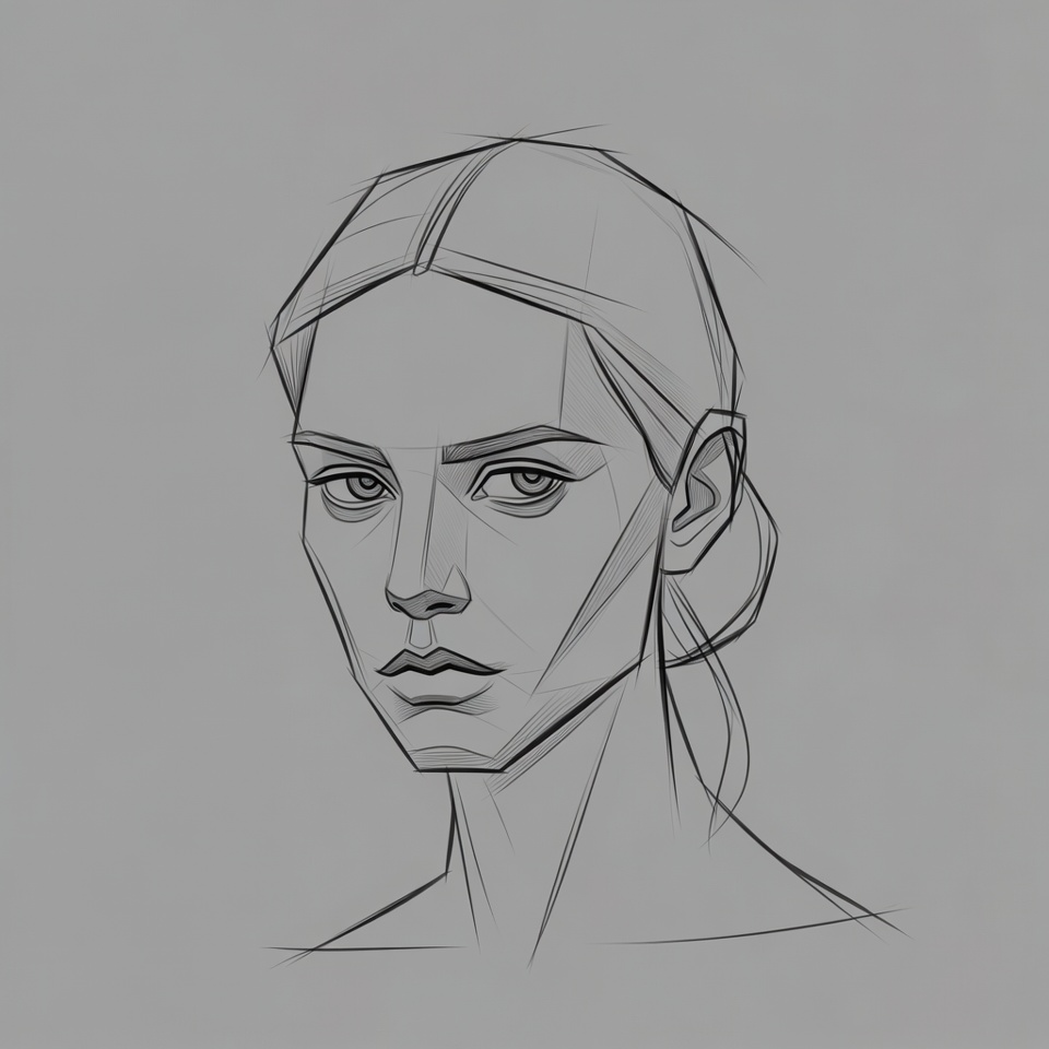 Geometric sketch of woman's face Geometric sketch of woman's face