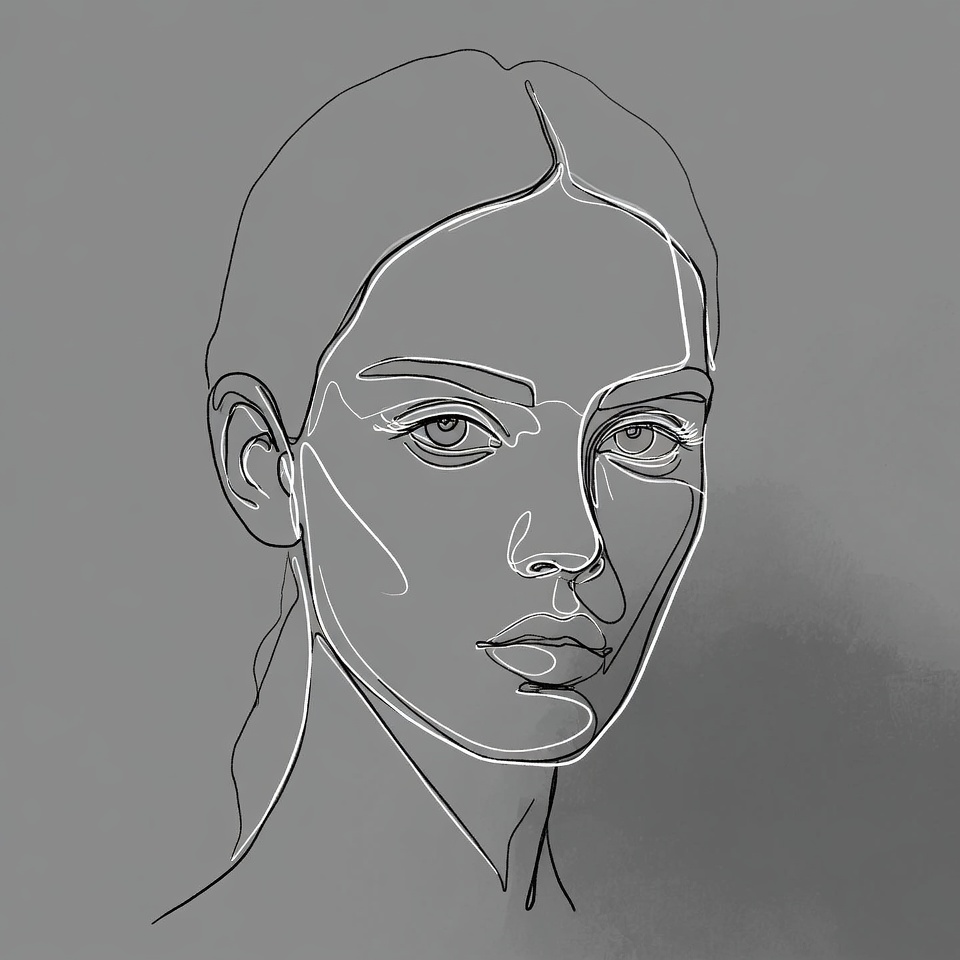 Line drawing of woman's face Line drawing of woman's face