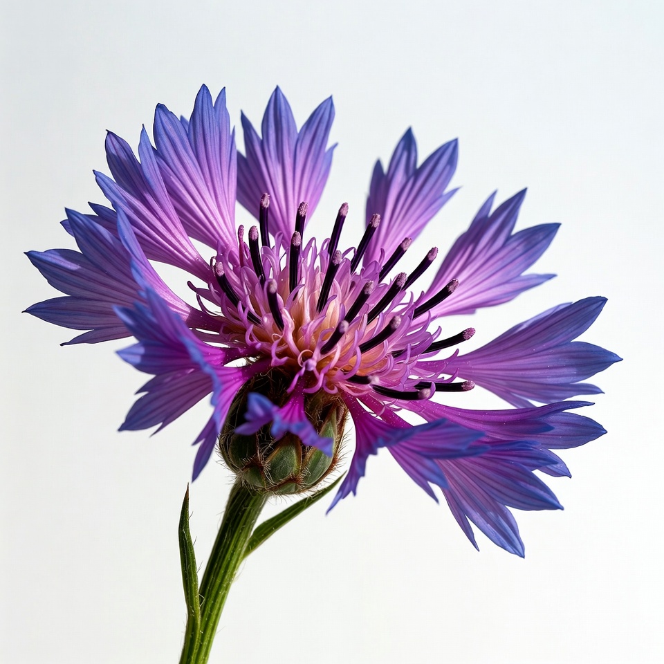 Purple Cornflower on White Background Purple Cornflower on White Background